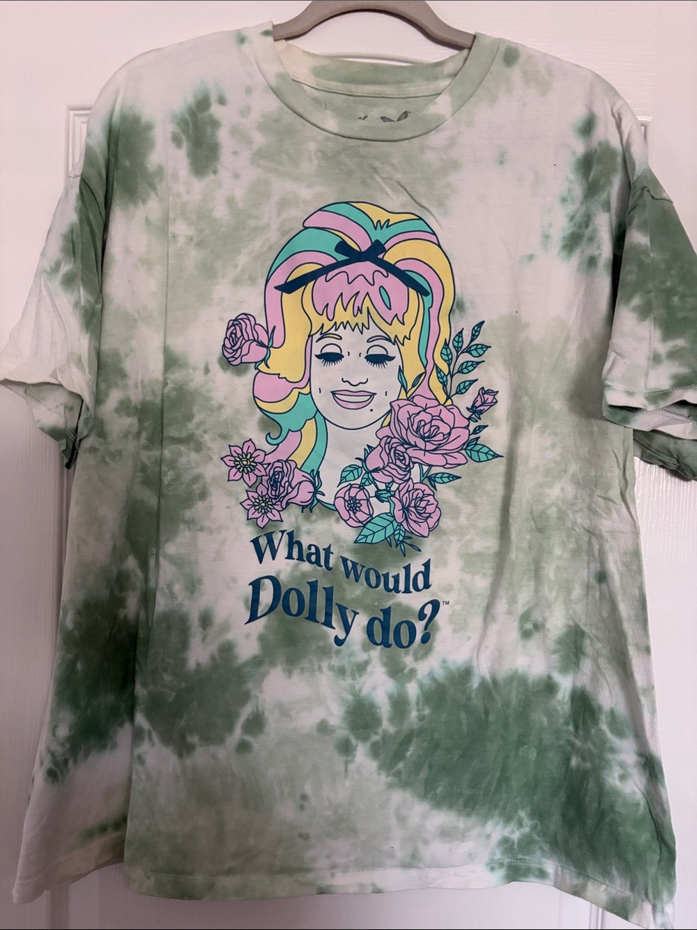 What Would Dolly Do? Tie-Dye Short Sleeve Tee - Green